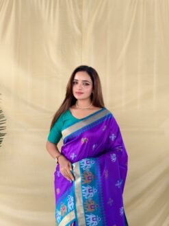 Elegant Soft Silk Saree with Elephant Butti & Contrast Pallu DS001-2