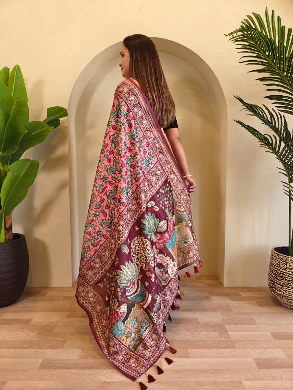 Soft Cotton Chanderi Saree by dvanza DS002-1