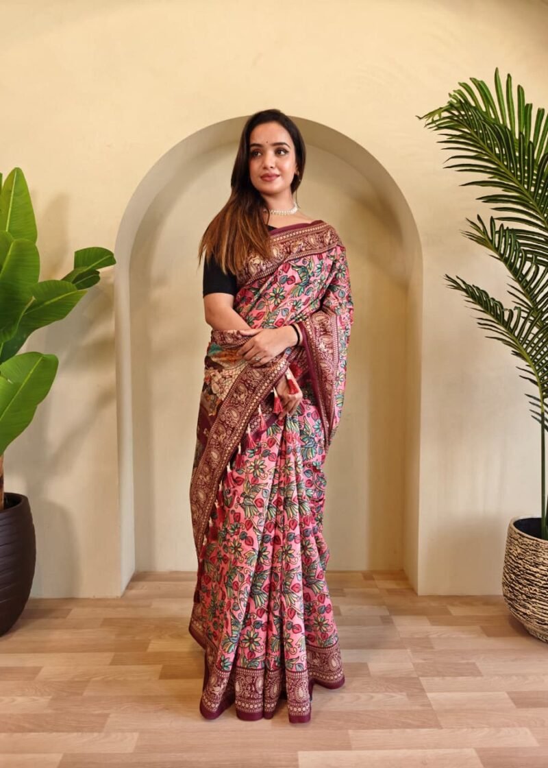 Soft Cotton Chanderi Saree by dvanza DS002
