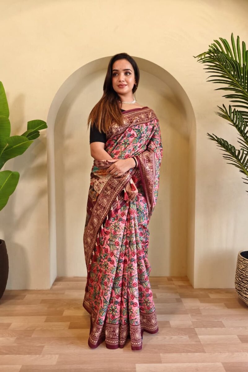 Soft Cotton Chanderi Saree by dvanza DS002