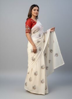 Kota Doriya Saree with Swan Embroidery and Scalloped Border DS003-1