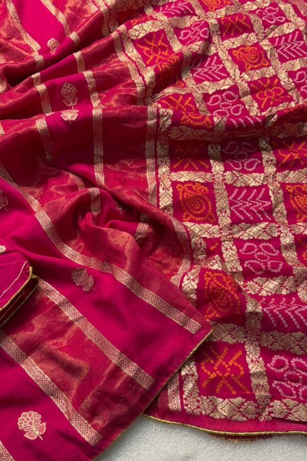 Premium Pink Dola Silk Saree with Lagdi Patta & Zari Work DS009-1