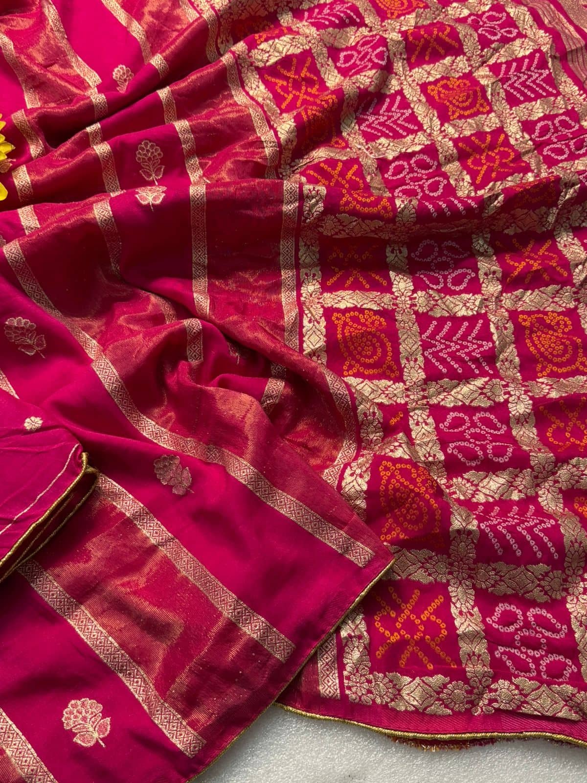 Premium Pink Dola Silk Saree with Lagdi Patta & Zari Work DS009-1