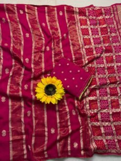 Premium Pink Dola Silk Saree with Lagdi Patta & Zari Work DS009-2