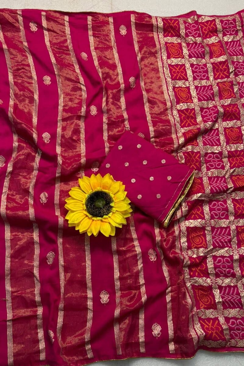 Premium Pink Dola Silk Saree with Lagdi Patta & Zari Work DS009-2