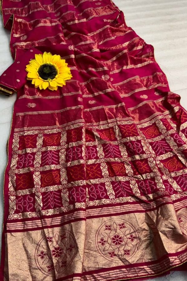 Premium Pink Dola Silk Saree with Lagdi Patta & Zari Work DS009-3