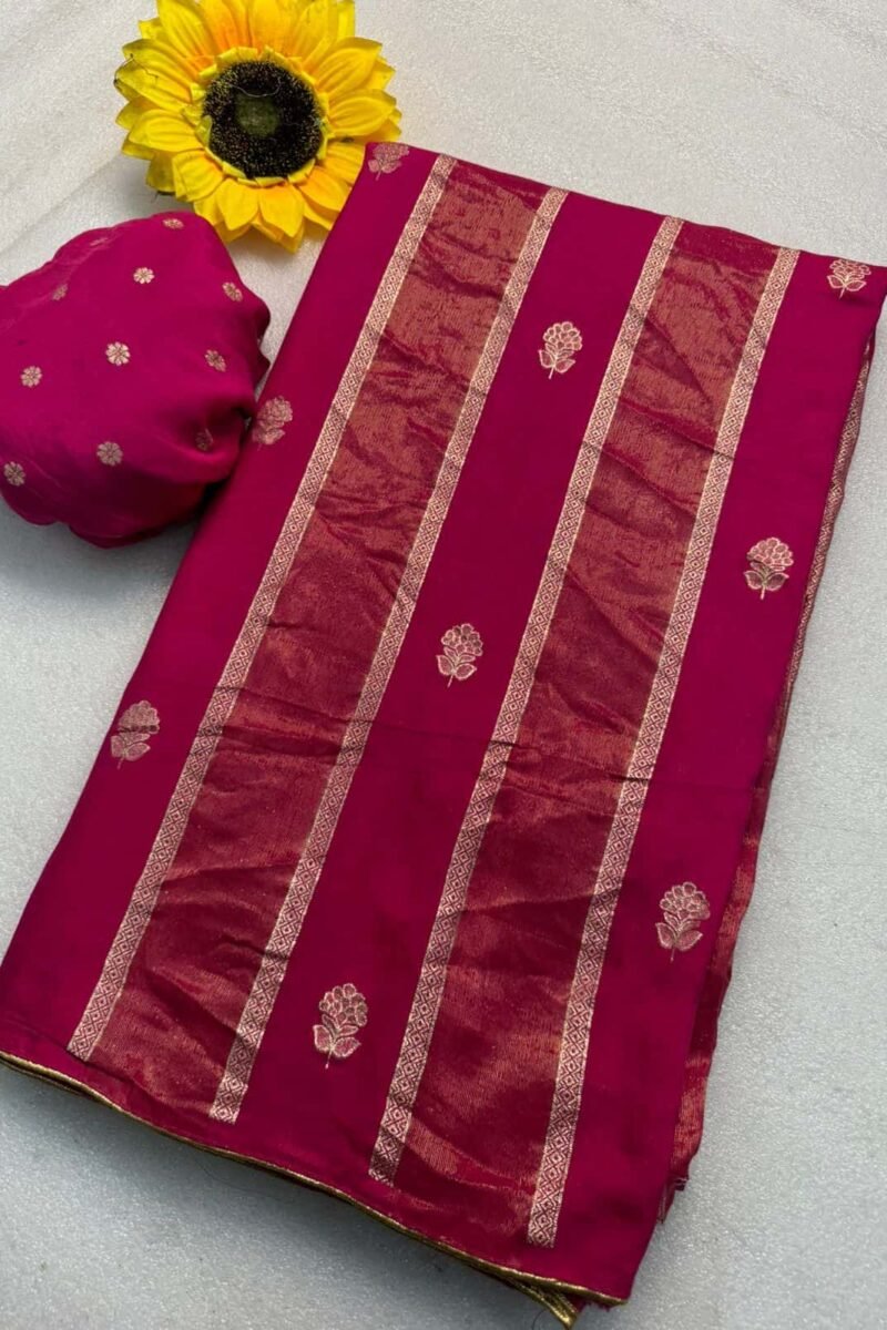 Premium Pink Dola Silk Saree with Lagdi Patta & Zari Work DS009-4