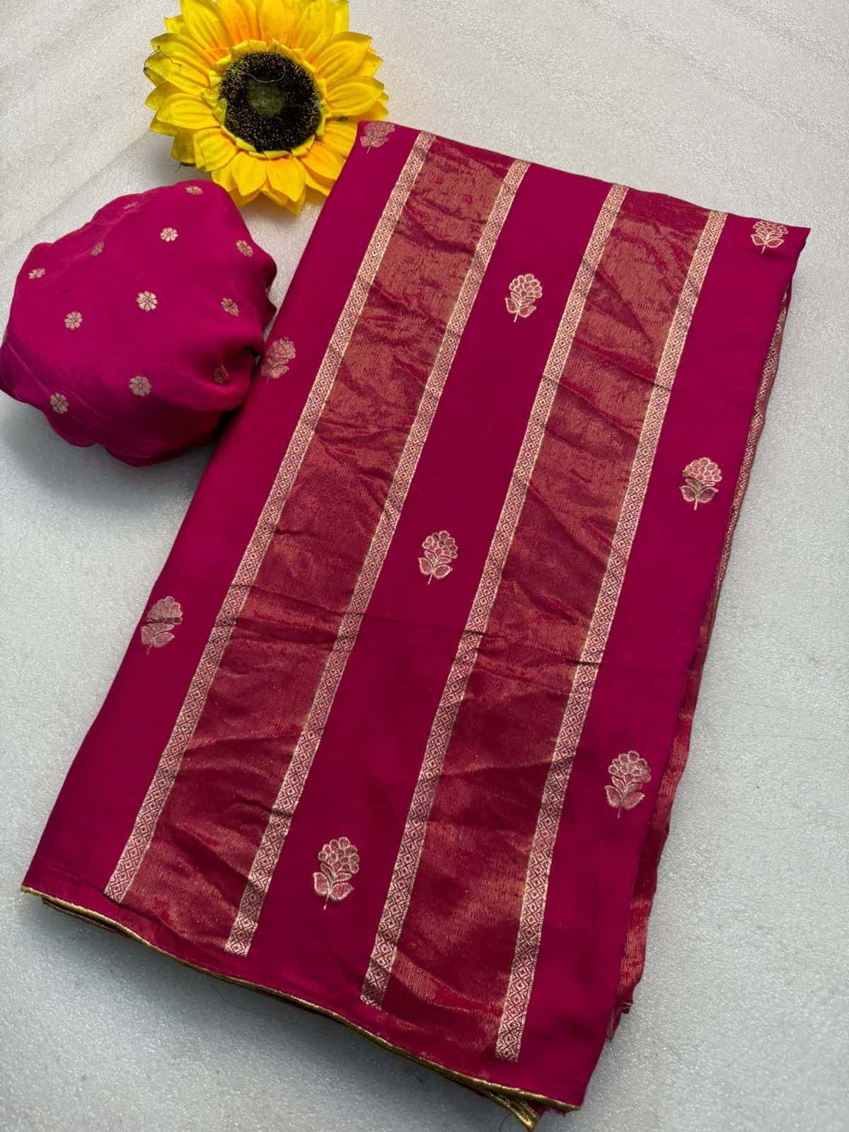 Premium Pink Dola Silk Saree with Lagdi Patta & Zari Work DS009-4