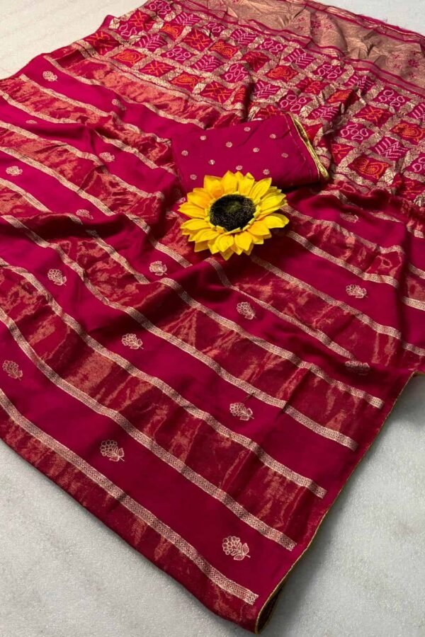 Premium Pink Dola Silk Saree with Lagdi Patta & Zari Work DS009-5