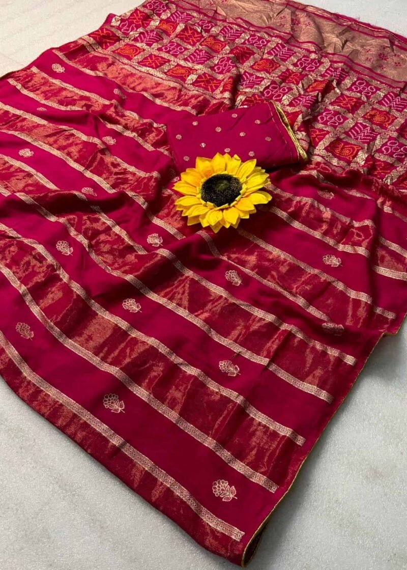 Premium Pink Dola Silk Saree with Lagdi Patta & Zari Work DS009-5