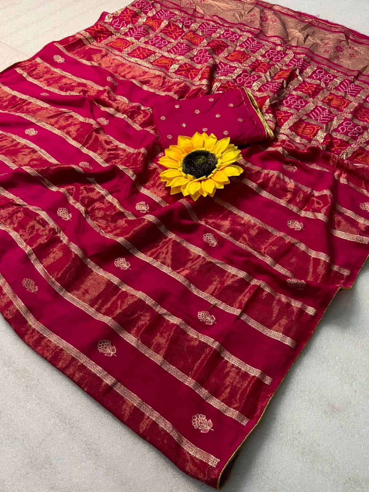 Premium Pink Dola Silk Saree with Lagdi Patta & Zari Work DS009-5