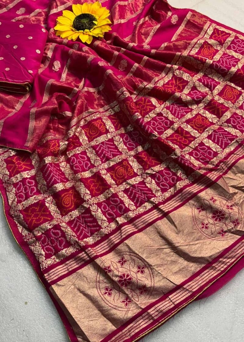 Premium Pink Dola Silk Saree with Lagdi Patta & Zari Work DS009