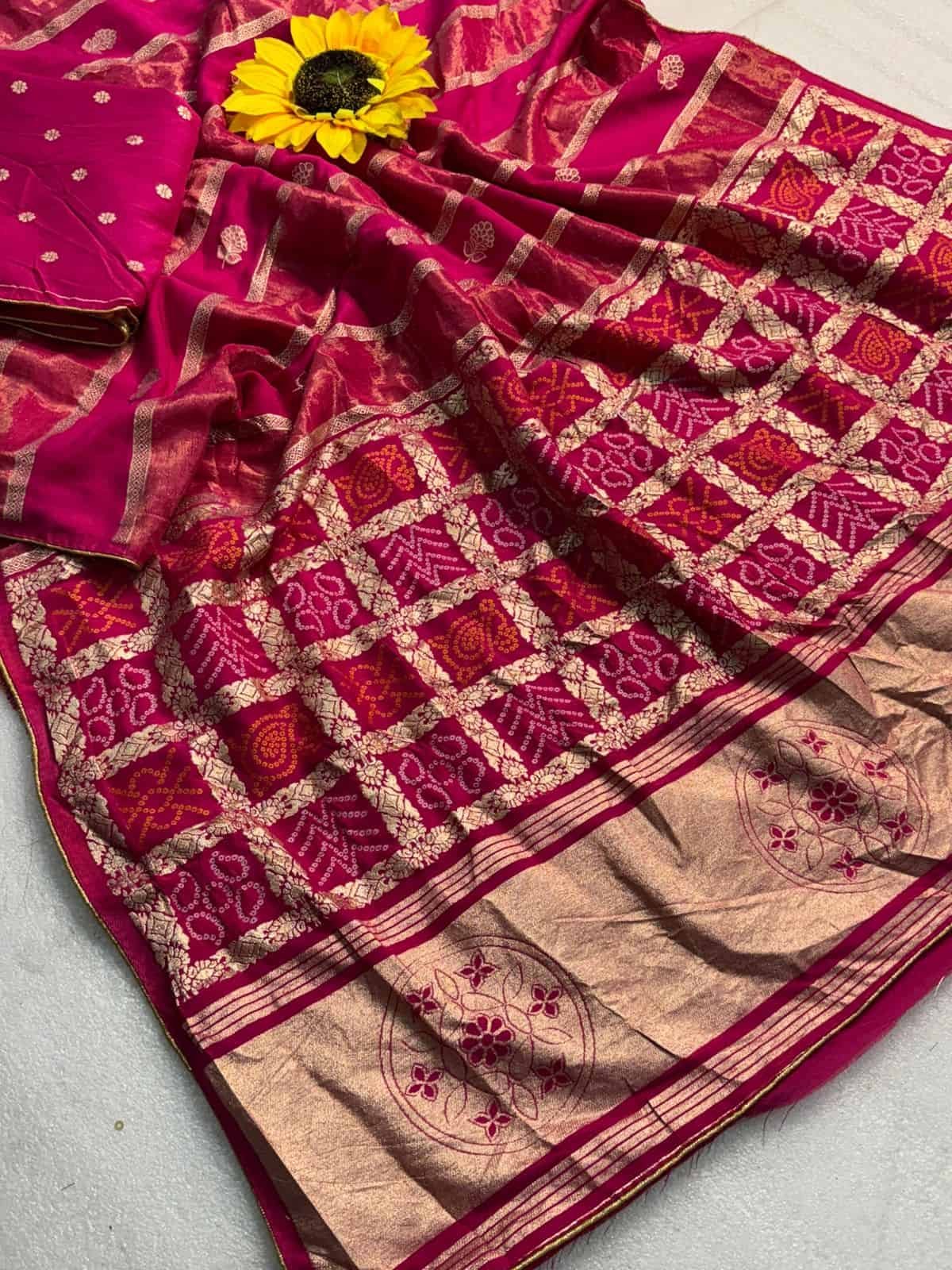 Premium Pink Dola Silk Saree with Lagdi Patta & Zari Work DS009