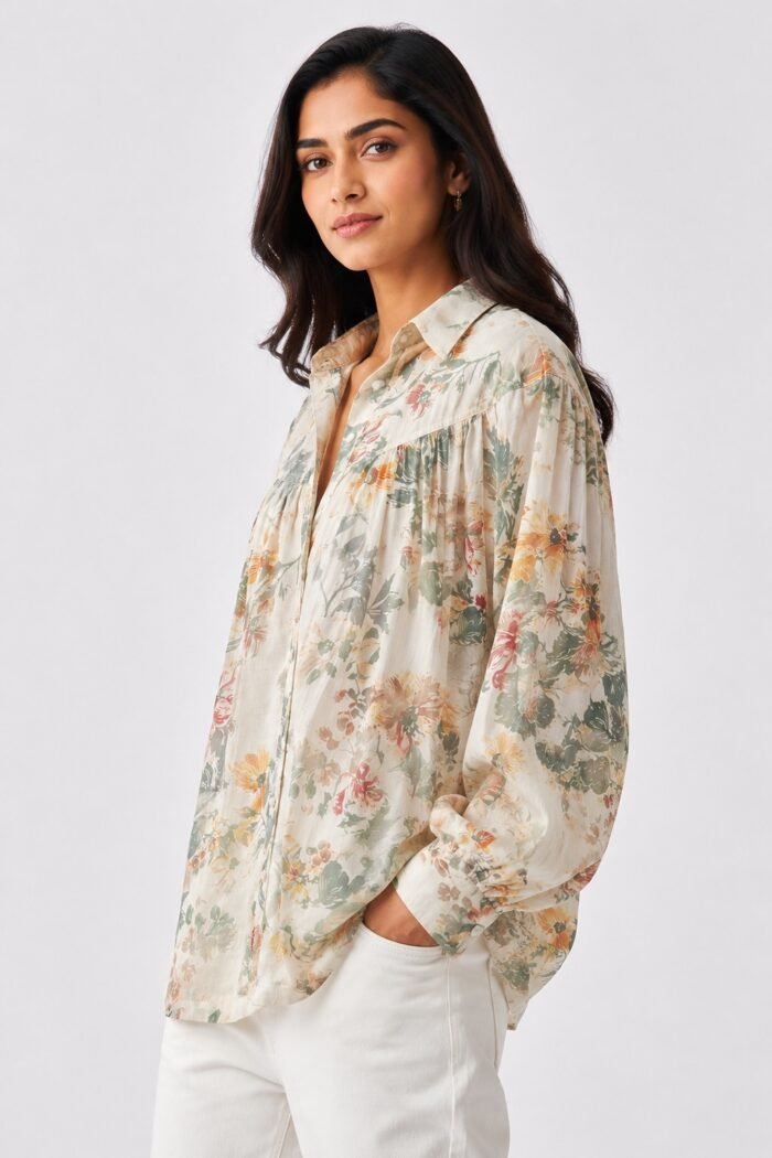 Botanical Floral Linen Blend Shirt DS020-3