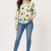 Womens Floral Mist Linen Blend Shirt DS021-3