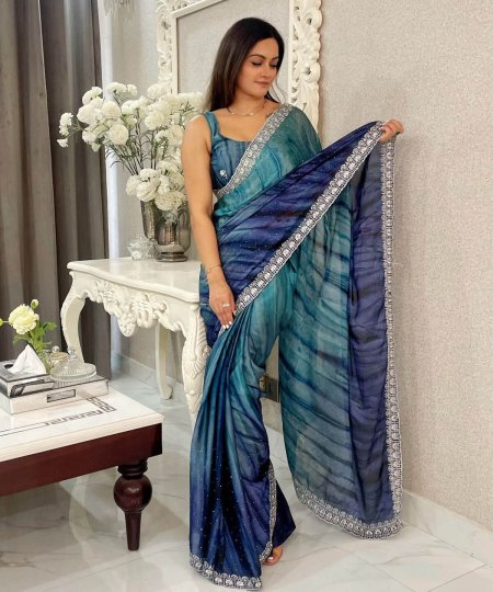 Attractive Rangoli silk Embroidered Sequence Saree DV404