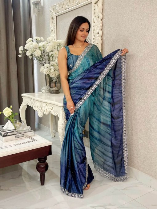 Attractive Rangoli silk Embroidered Sequence Saree DV404