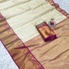 Banarasi weaving Silk Saree with Kanchipuram pattern saree (white) dvz0001564
