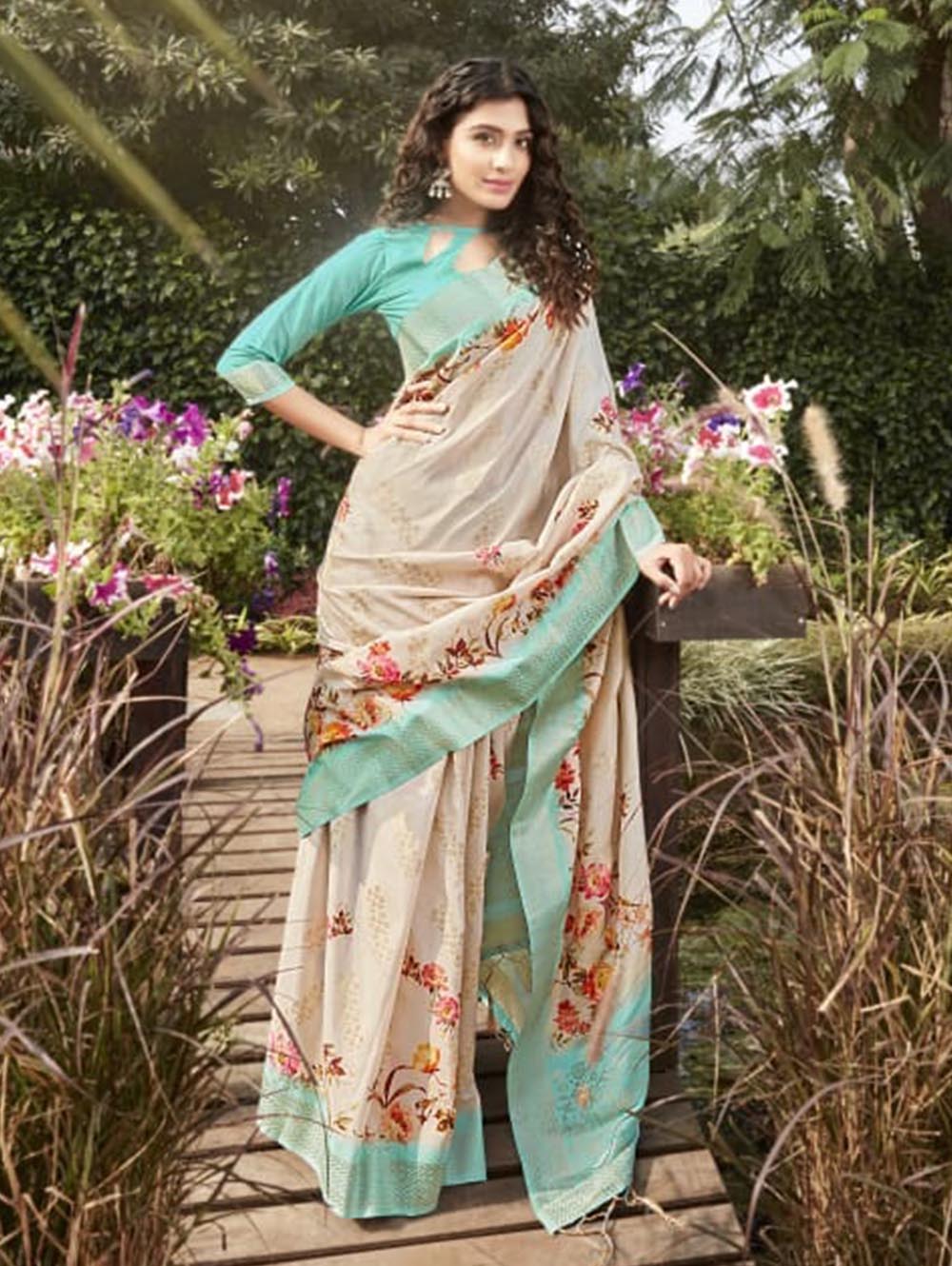 Beautiful Floral Printed Cotton saree dvz0003045 - Fresh Arrival sarees 