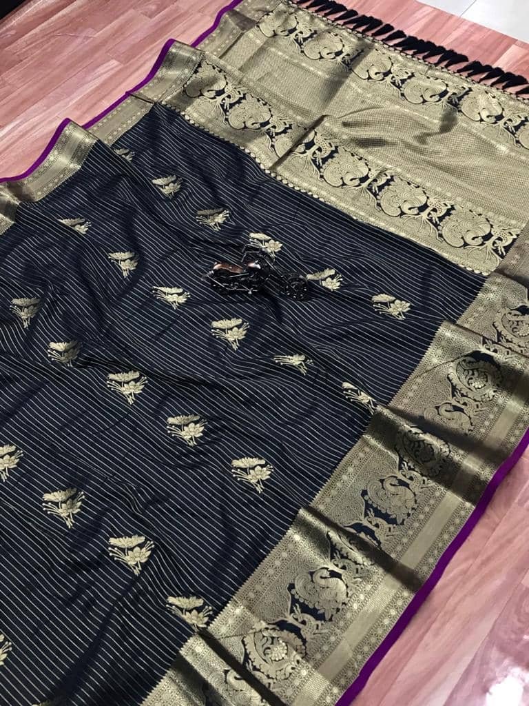 Beautiful Jacquard silk saree in vibrant Black color dvz0001777