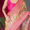 Beautiful Peach Tissue Silk Saree with Multi-Colored Weaving