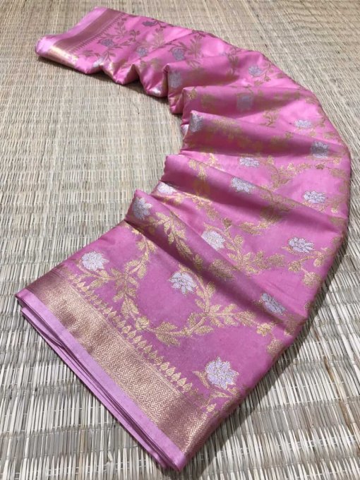 Beautiful Pink muslin soft silk Traditional saree DVZ0003518