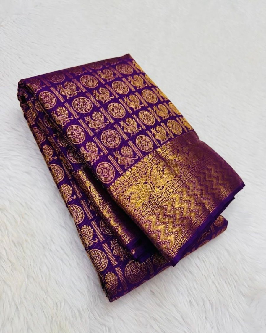 Beautiful Purple Silk Woven saree DV427