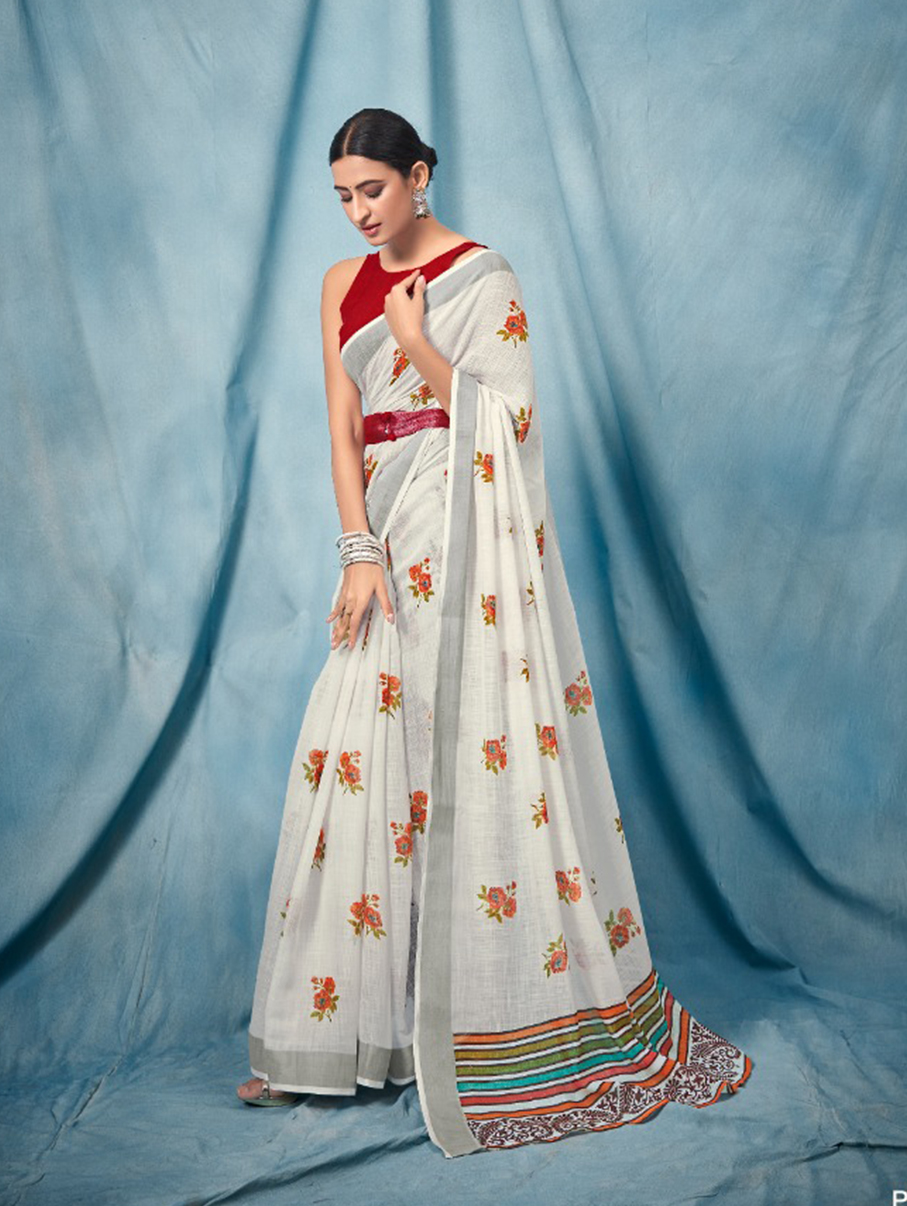 Beautiful Women's Printed Soft Linen saree dvz0002912