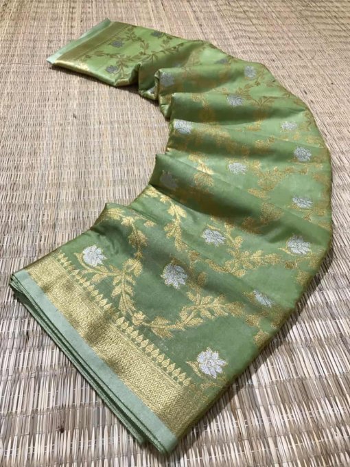 Beautiful light green muslin soft silk Traditional saree DVZ0003518