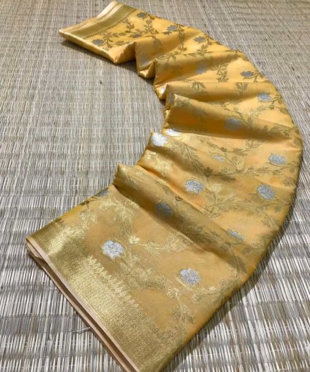 Beautiful mustard muslin soft silk Traditional saree DVZ0003518