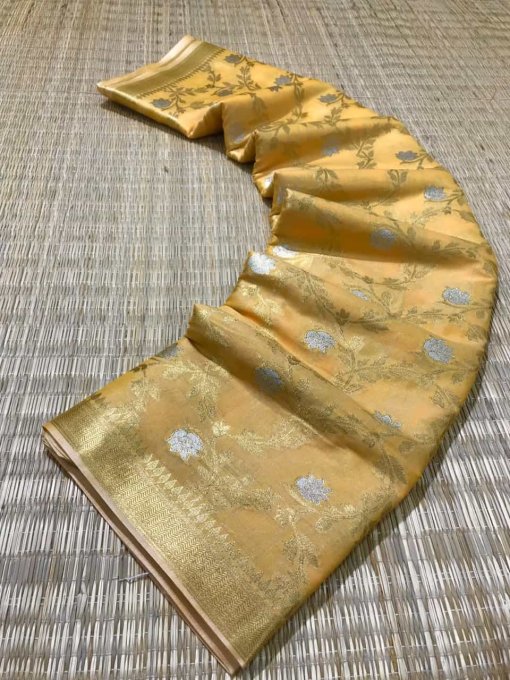 Beautiful mustard muslin soft silk Traditional saree DVZ0003518