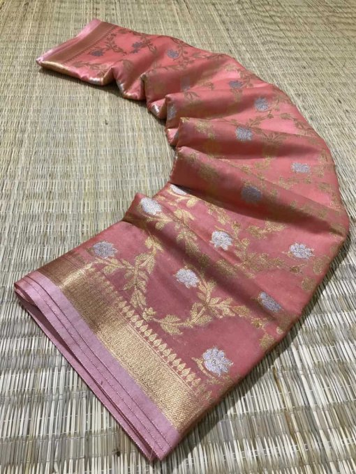 Beautiful peach muslin soft silk Traditional saree DVZ0003518