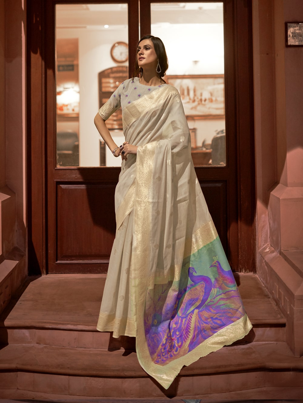Ajrakh Hand Block Printed Modal Silk Saree With Blouse at Rs 4500 | Hand  Block Printed Silk Saree in Bhuj | ID: 23753016188