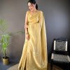 Beige Trendy Zari Woven Cotton Saree DV412