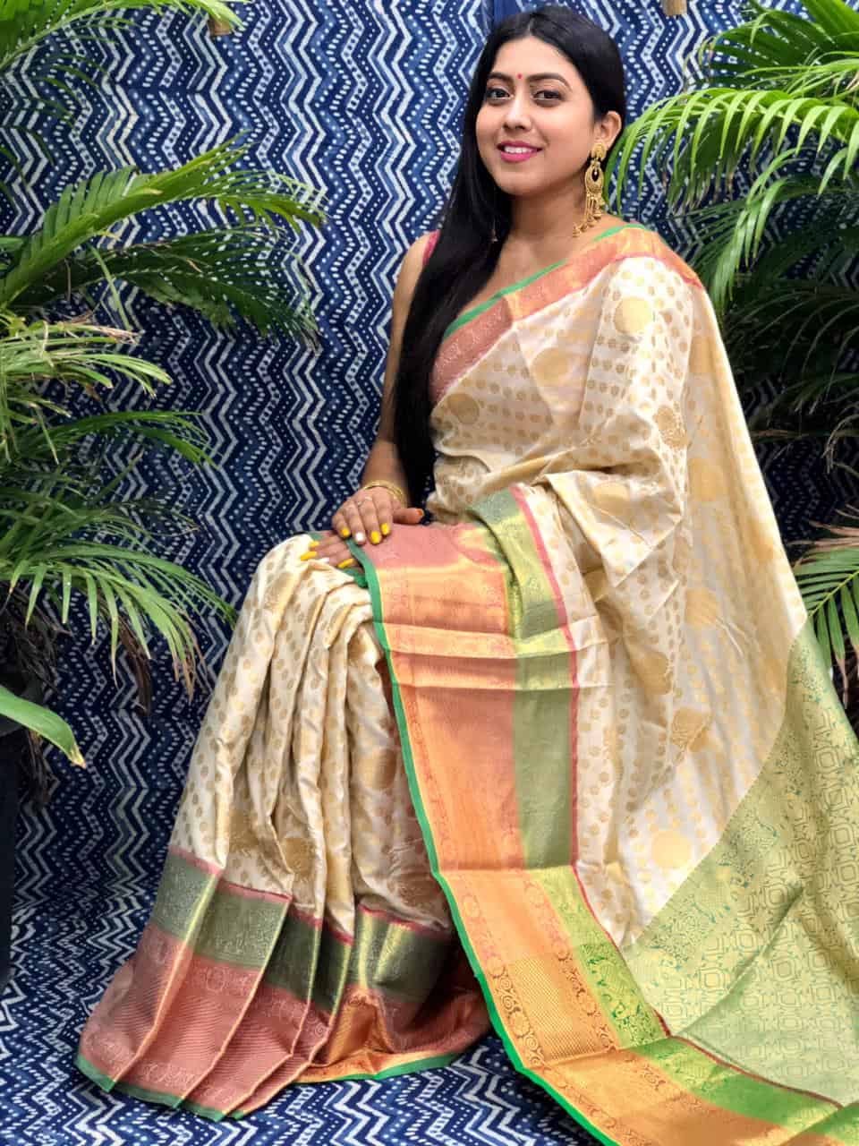 Best Kanchipuram Silk Traditional saree in White dvz0002639 - Dvanza.com
