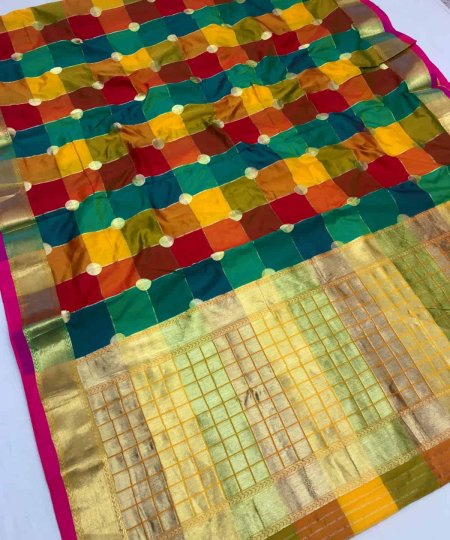 Big Checked Silk Party wear silk Saree dvz0003556-1-3