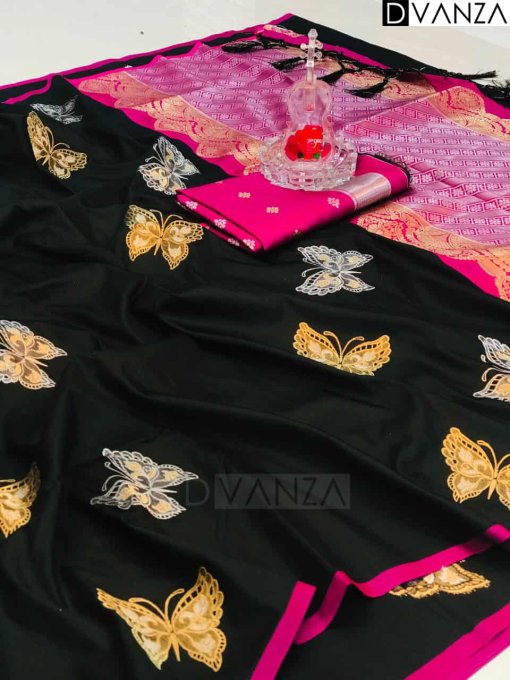 Black Butterfly Woven saree DVZ0003564