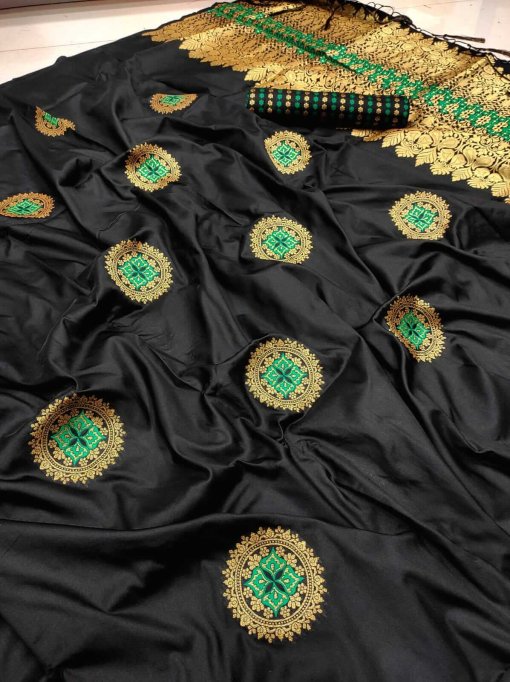 Women Favourite Black Colour Silk woven saree