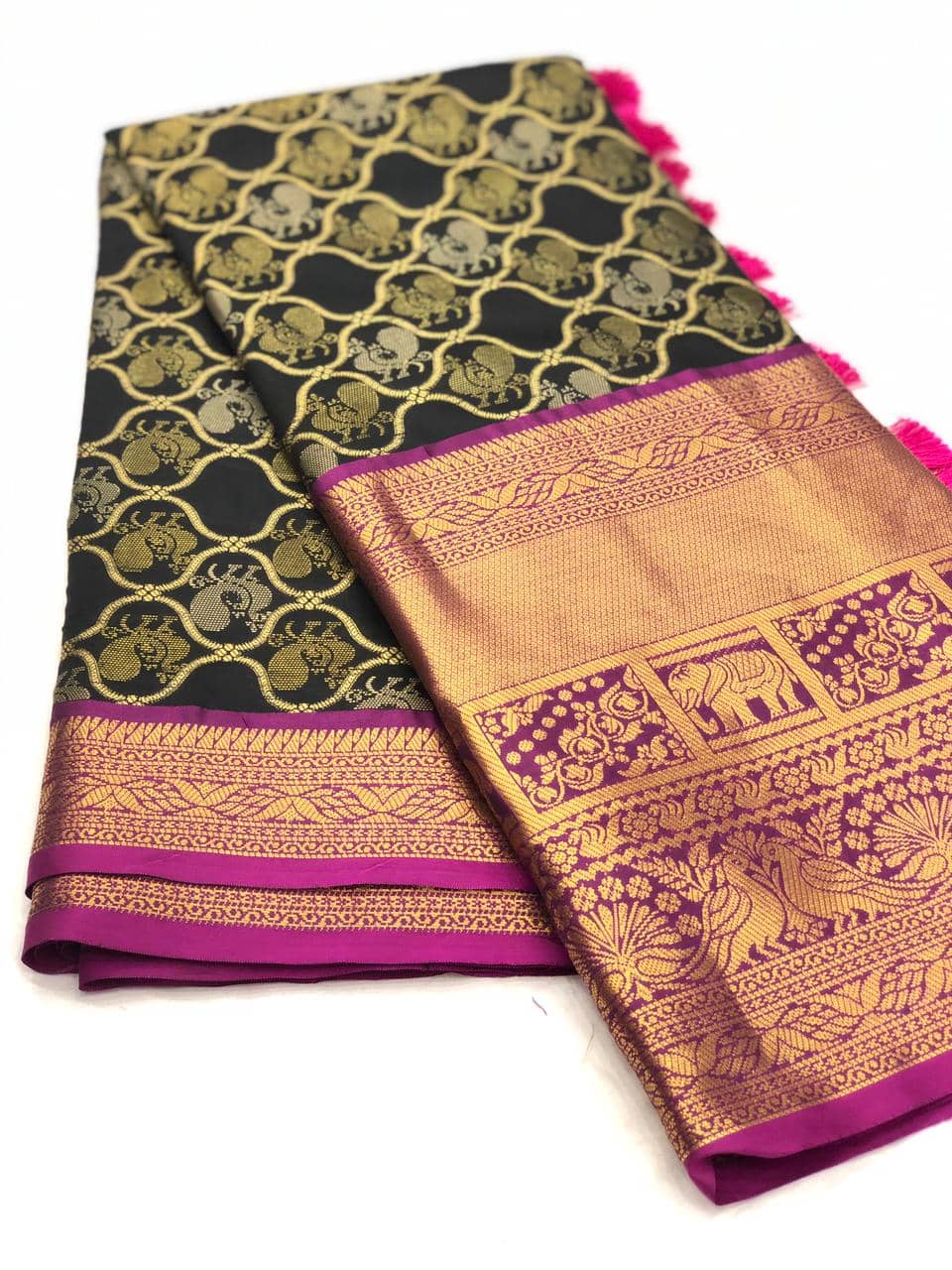 Black kanjeevaram silk sarees online shopping dvz0001986