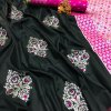 Black lichi silk zari weaving work saree Design dvz0001681