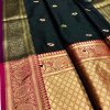 Black soft silk with attractive gold jari work saree dvz0001816