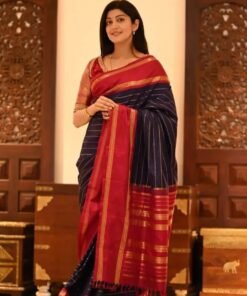 Blue Banarasi Soft Silk Party wear Saree DV4237