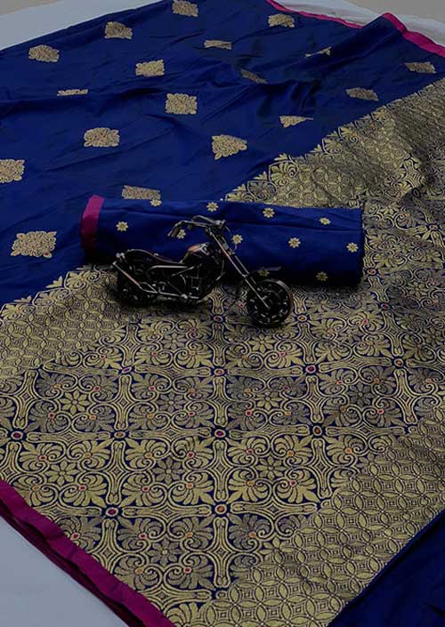 Blue Banarasi weaving Handloom Silk Saree And Nice Extra Ordinary Design dvz000081