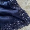 Blue Organza Zari Sequins Work Saree DV437