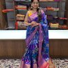 Blue Party wear soft silk Banarasi Ikat Weaving saree dvz0003756