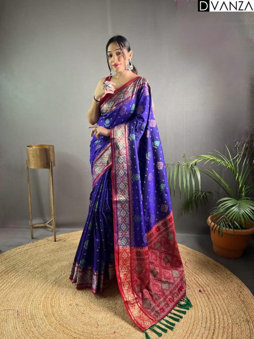 Blue Rangeen Patola Silk saree DVZ0003961