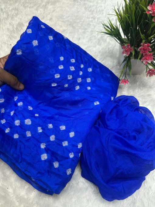 Blue Soft silk Bandhani saree DV421