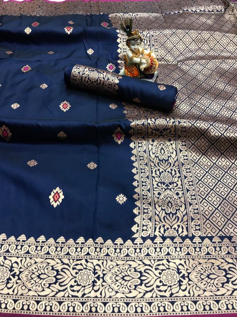Blue lichi silk Traditional Saree dvz0001808 Blue lichi silk Traditional Saree dvz0001808