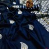 Blue lichi silk saree with weaving zari with jalar dvz0001666
