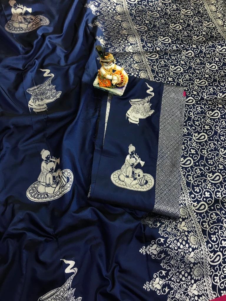 Blue lichi silk with full body weaving jari & new extra ordinary design dvz0001707